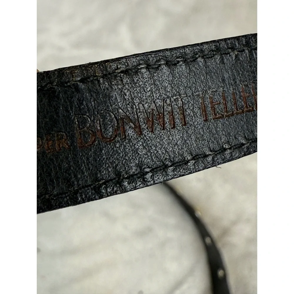 Vintage Bonwit Teller‎ Mens Black Leather Coin Medallion Belt Made in Italy 36in